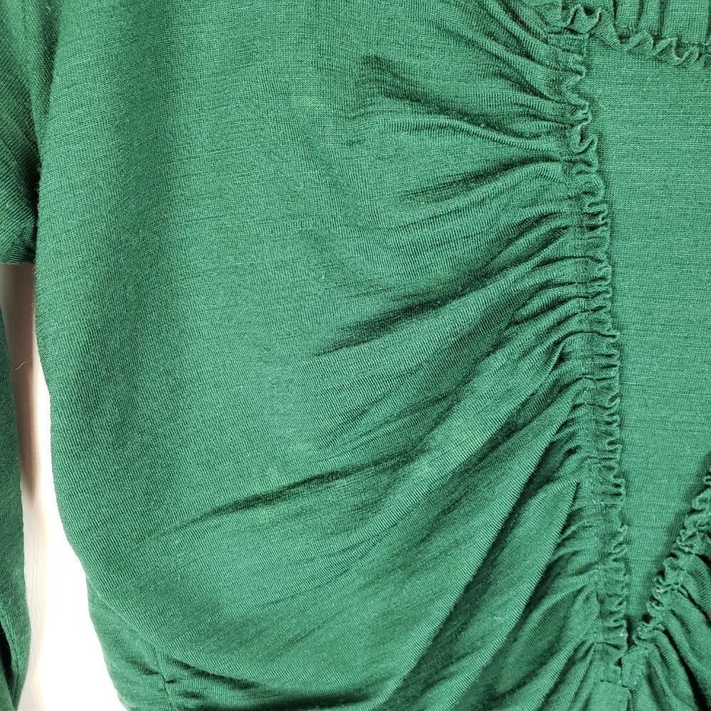 Susana Monaco Top Ruched Long Sleeve Green Wool Blend Size Medium - Picture 5 of 11